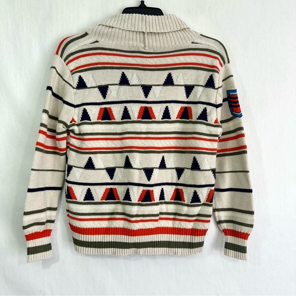 Cat & Jack Boys Beige Orange Long Sleeve Button Up Patterned Sweater Cardigan - Picture 6 of 10